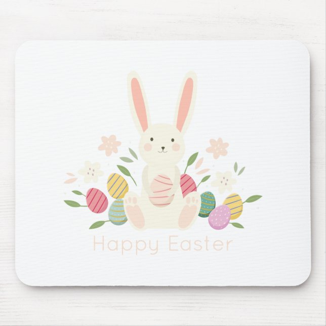 Einfacher BlumenOSTERHASE | Mousepad (Vorne)