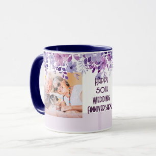 EINFACHER BLUMENRHMEN 50. HEIRATSJUBILÄUM TASSE