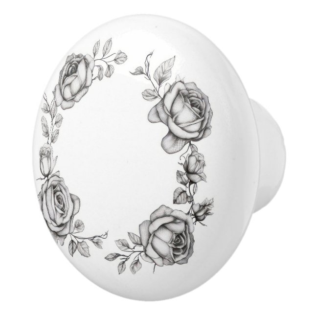 Einfacher Blumenring aus Rosen Keramikknauf (Rechts)