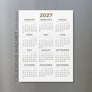 Einfacher Brauner Beiger 2027 Magnetkalender Magnetkarte