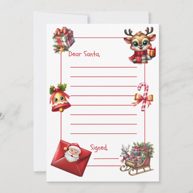 Einfacher Brief an den Weihnachtsmann Einladung (Vorderseite)