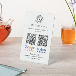 Einfacher Business Google- und Facebook-Bewertunge Sockelschild