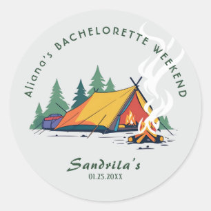 Einfacher Camping-Wochenende-Junggesellinnenabschi Runder Aufkleber
