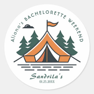 Einfacher Camping-Wochenende-Junggesellinnenabschi Runder Aufkleber