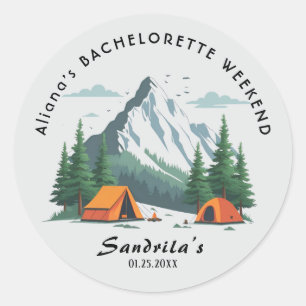 Einfacher Camping-Wochenende-Junggesellinnenabschi Runder Aufkleber
