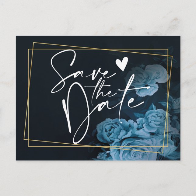 Einfacher Chic Gold Geometric Frame Save the Date  Ankündigungspostkarte (Vorderseite)