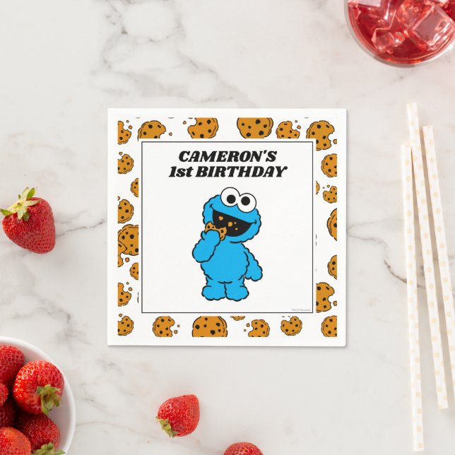 Einfacher Cookie Monster 1. Geburtstag  Serviette (Beispiel)
