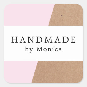 Einfacher cooler weißer Streifen-handgemachter Quadratischer Aufkleber