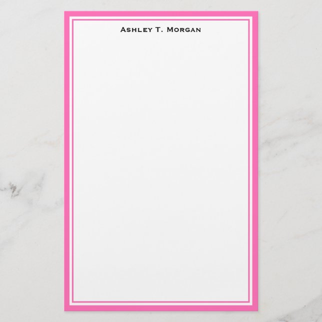 Einfacher DIY Frame Personalisiert Hot Pink Briefpapier (Vorderseite)