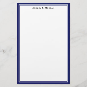 Einfacher DIY Frame White Personalisiert Navy Briefpapier