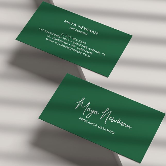 EINFACHER DUNKER GRÜNE UNTERSCHRIFT NAME BERUFLICH VISITENKARTE (Von Creator hochgeladen)