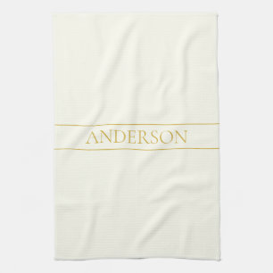 Einfacher Eleganter Anpassbarer Text   Gold Beige Geschirrtuch