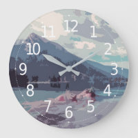 Einfacher eleganter Berg und Wanduhr des See-|