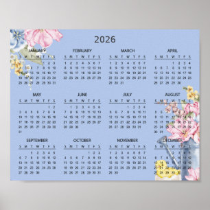 Einfacher Eleganter Botanischer Blumenkalender 202 Poster