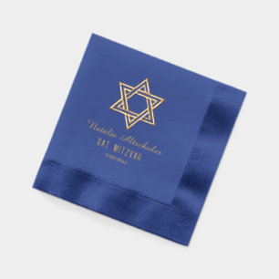 Einfacher Eleganter Davidstern #1 Bat Bar Mitzwa Servietten Mit Folie