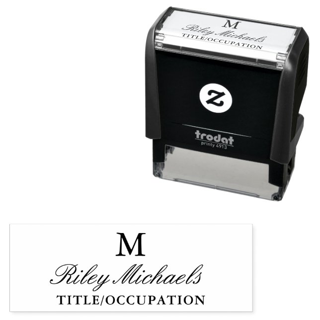 Einfacher Eleganter Monogramm-Name Titel Permastempel (Beispiel)