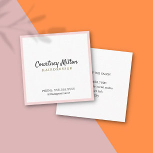 Einfacher eleganter Rosen-Weiß-Friseur Quadratische Visitenkarte