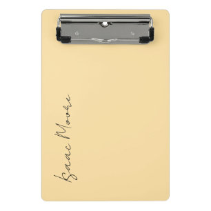 Einfacher eleganter Schriftzug Beige Creme Name Mini Klemmbrett