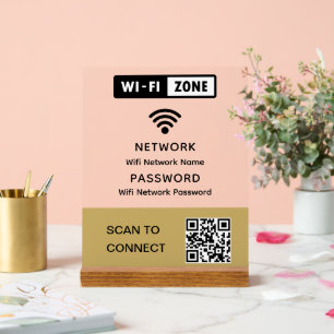 Einfacher eleganter Wifi-QR-Code-Netzwerk-Passwort Acrylschild