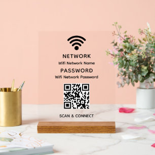 Einfacher eleganter Wifi-QR-Code-Netzwerkpasswort Acrylschild