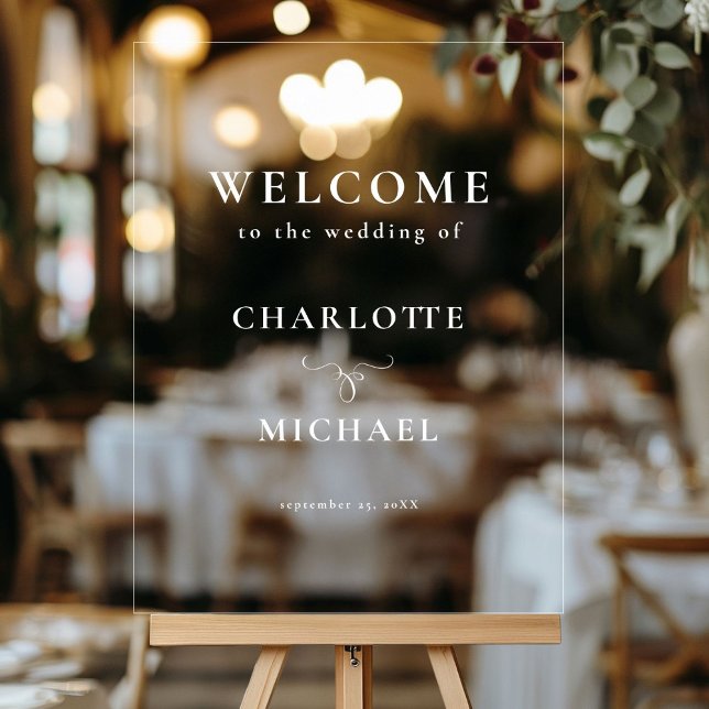 EINFACHER, ELEGANTER, "WILLKOMMEN"-WEDING ACRYLSCHILD (SIMPEL, ELEGANT, "WELCOME" WEDDING ACRYLIC SIGN)