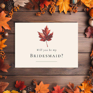 Einfacher Fall Leaf Cream Wedding Bridesmaid Vorsc Einladung