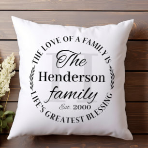 Einfacher Familienname Monogramm Segen Kissen