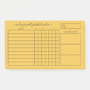 Einfacher Fetter Gelber Wöchentlicher Gewohnheits- Post-it Klebezettel