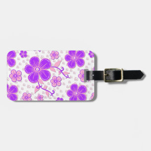 Einfacher Floral-Aquarelldruck Lila und Rosa Gepäckanhänger