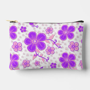 Einfacher Floral-Aquarelldruck Lila und Rosa Zubehörtasche