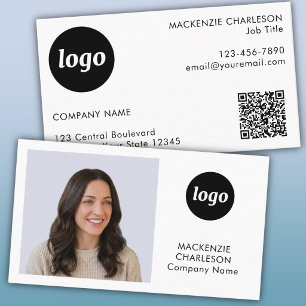Einfacher Foto-Logo-Text-QR-Code Visitenkarte
