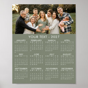 Einfacher Fotokalender 2027 mit benutzerdefinierte Poster