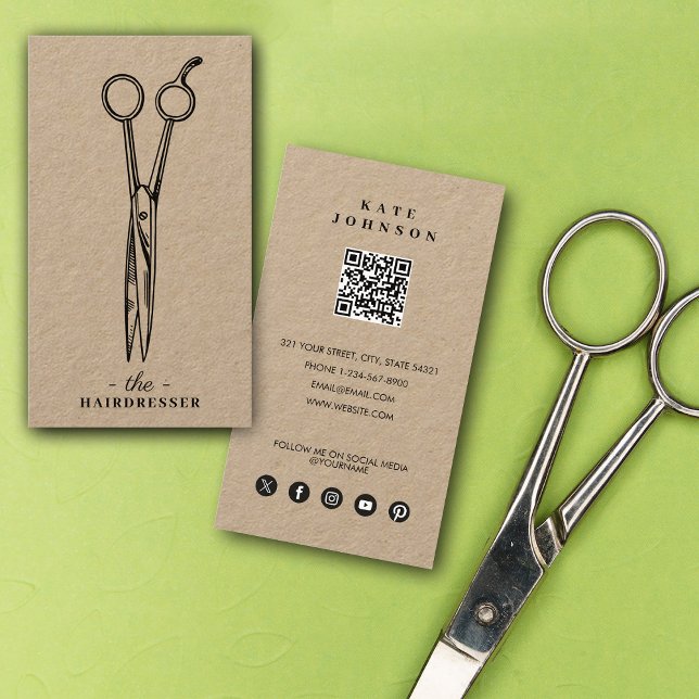 Einfacher Friseur Barber Beauty Salon QR Code Visitenkarte (Simple Hairdresser Barber Beauty Salon QR Code Business Card)