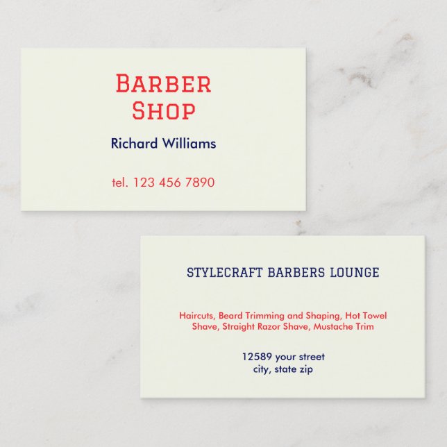 Einfacher Friseursalon Visitenkarte (Vorne/Hinten)