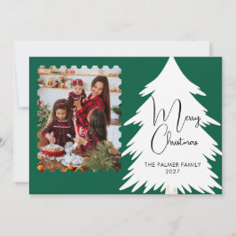 Einfacher Frohe Weihnachten Tannenbaum Familienfot