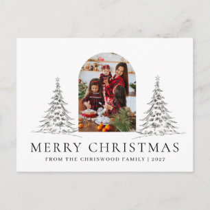 Einfacher Frohe Weihnachten Tannenbaum Familienfot