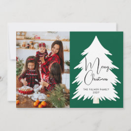 Einfacher Frohe Weihnachten Tannenbaum Familienfot