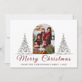 Einfacher Frohe Weihnachten Tannenbaum Familienfot