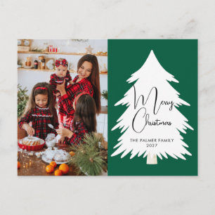 Einfacher Frohe Weihnachten Tannenbaum Familienfot