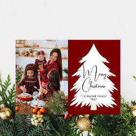 Einfacher Frohe Weihnachten Tannenbaum Familienfot