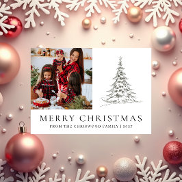 Einfacher Frohe Weihnachten Tannenbaum Familienfot