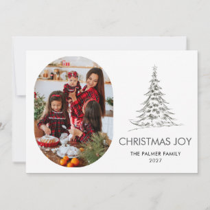 Einfacher Frohe Weihnachten Tannenbaum Familienfot
