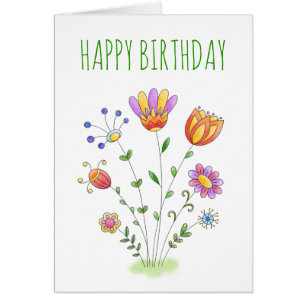 Einfacher Frühlings-Blumenwatercolor-alles Gute