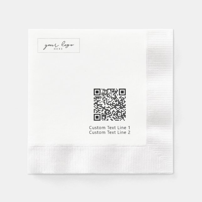 Einfacher gebrandeter Geschäftslogo-QR-Code Werbea Serviette (Vorderseite)