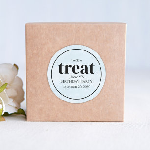 Einfacher Geburtstag Blau Personalisiert Runder Aufkleber