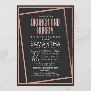 Einfacher gekippter Rosen-GoldgrenzschwarzesBrunch Einladung