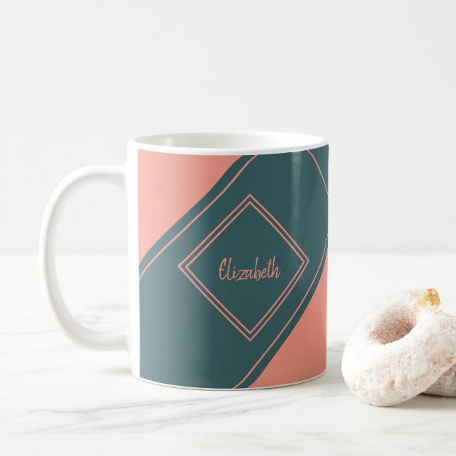 Einfacher geometrischer Diamant mit individuellem  Kaffeetasse (Mit Donut)