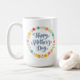 Einfacher glücklicher Muttertag Kalligrafie Floral Kaffeetasse