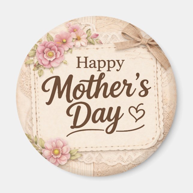 Einfacher glücklicher Muttertag Kalligrafie Floral Magnet (Vorne)