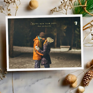 Einfacher GOLDENER FROHER NEUJAHRS-Fotorahmen Cust Folien Feiertagskarte
